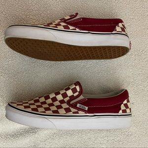Red checkered vans size 7 1/2 men Size 9 women. Barely worn very good condition
